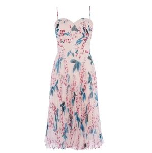 Karen Millen Floral Midi Dress - Cream and Blue